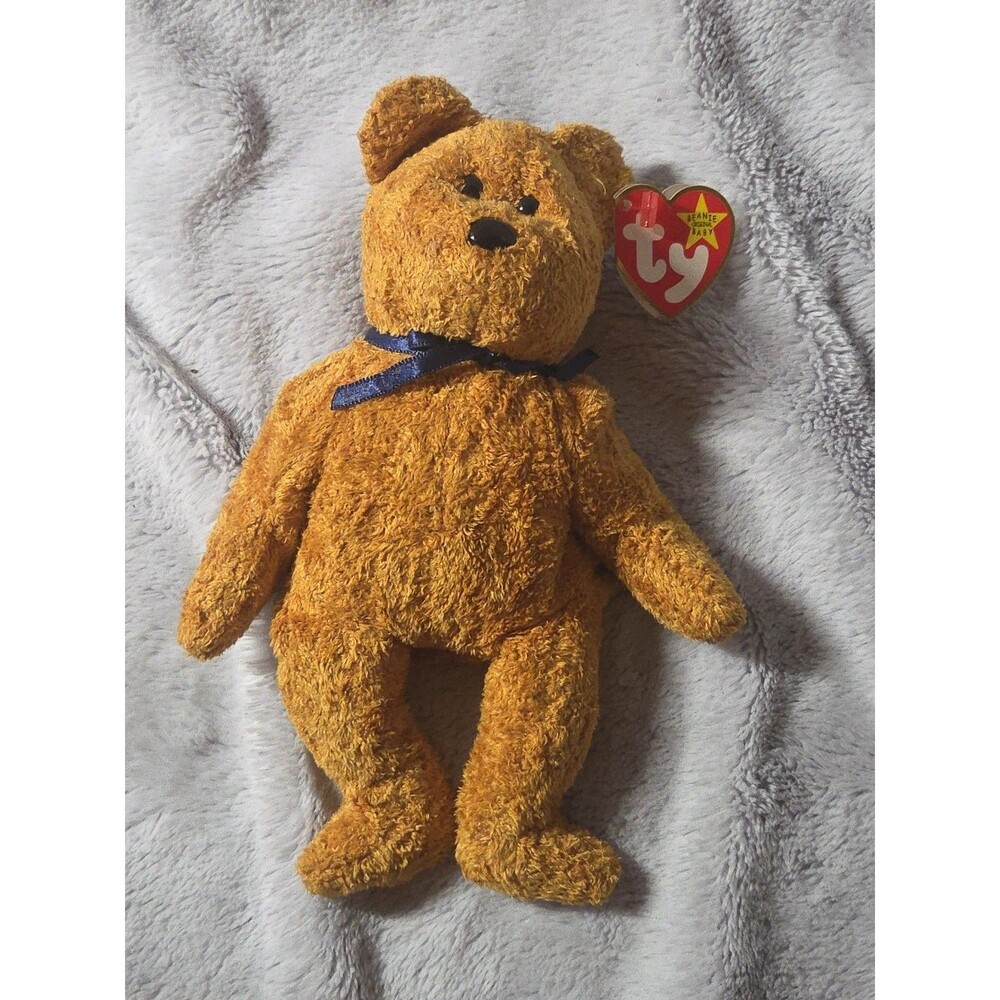 Ty Beanie Baby Fuzz the Bear – July 23, 1998 Birthday Plush Teddy